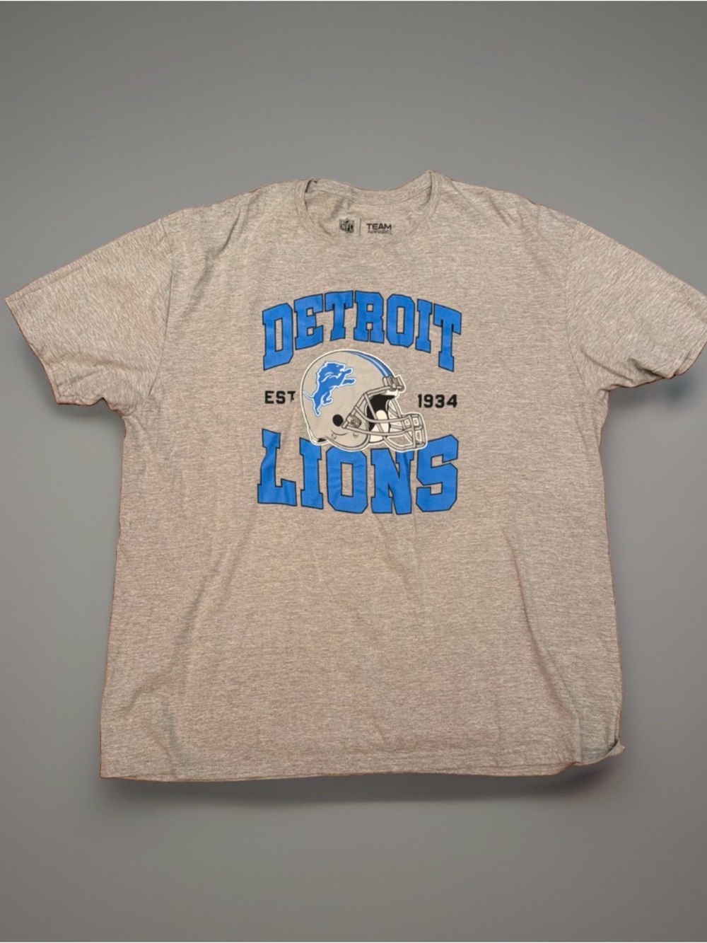 Detroit Lions NFL Team Apparel T-Shirt Men’s 2XL Gray Blue Graphic Tee Football